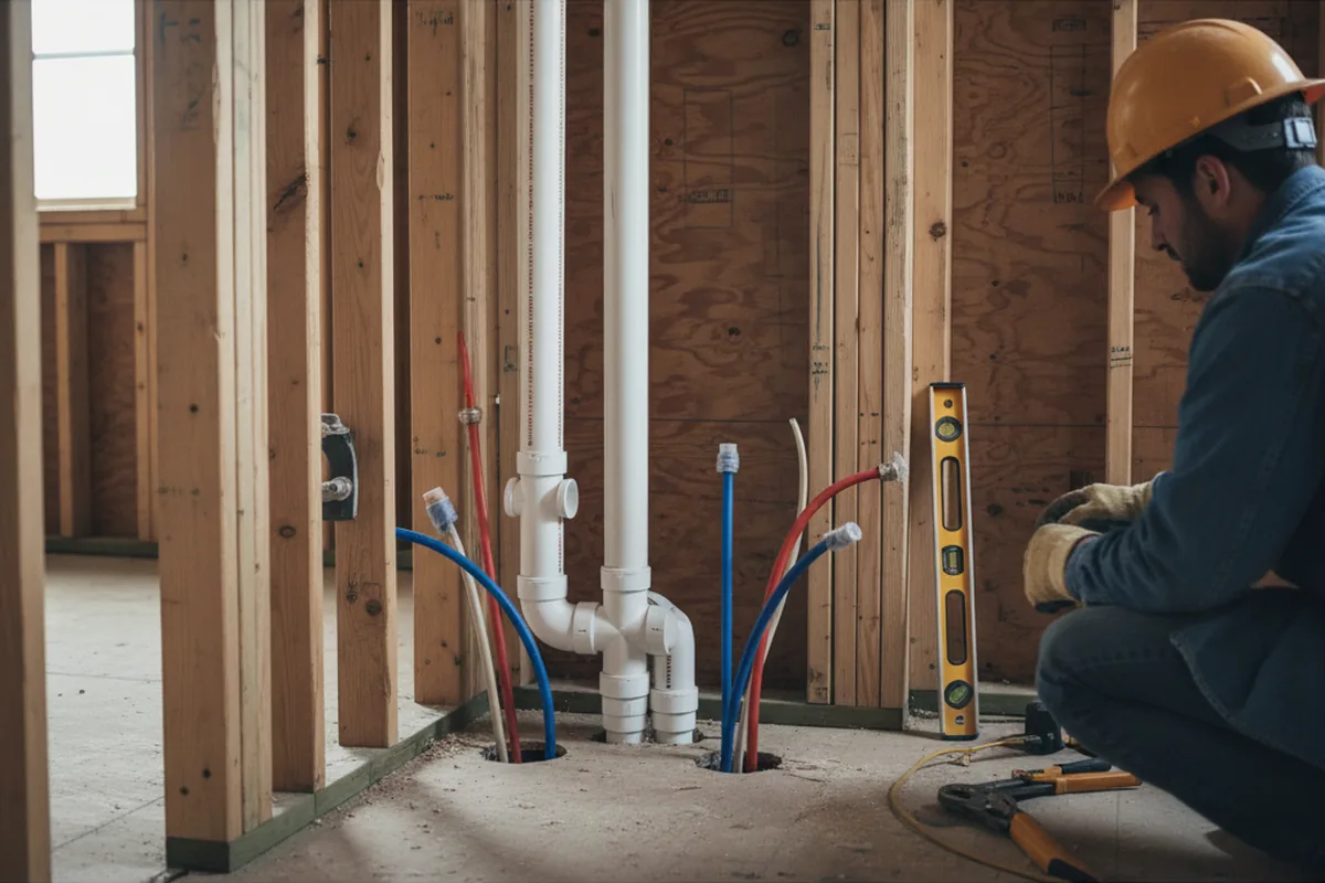 Drain and supply rough-in during Toilet Repair and Installation in East Machias